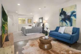 Basement flex space: living room, home office, or rental with private and separate access.