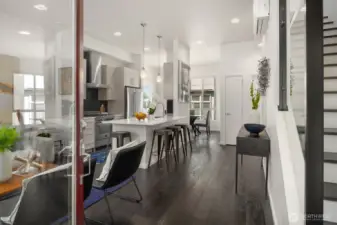 Dark hardwood floors, fresh paint, and tons of natural light.