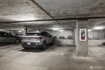 2nd parking space #99 off the elevator on level B, close to garage exit.