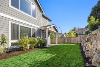 Full rockery privacy wall.  Extend the patio and really bring your dream to make it your own oasis.