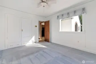 Bedroom features original built-in closet storage