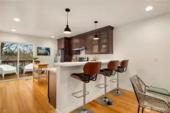 Perfect spot for light fare or conversations with the chef at the breakfast bar.