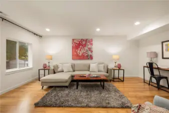 Very flexible room. Could be a media room, work space or even a separate living quarters since there is a full bathroom on this level.