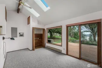 One of the two bedrooms, this one with an ensuite also has direct access to the outdoors and beautiful views.