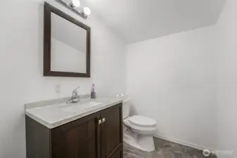 Upstairs of the shop even has a bathroom.