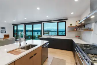 Beautiful chef's kitchen with views of course.