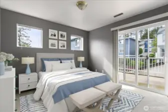 Virtually staged primary bedroom