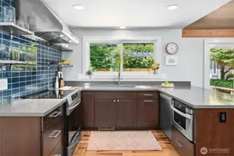 Wonderful kitchen sink view out to the backyard.