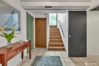 Lower level access to attached garage