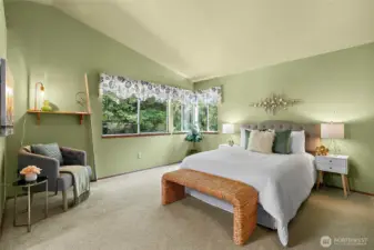 Primary bedroom is large