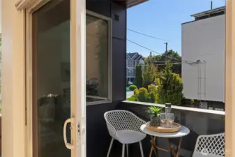 A cozy spot for morning coffee or evening drinks.