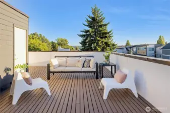 The spacious rooftop deck is your private escape—perfect for summer BBQs, morning coffee, or evening sunsets with friends. With room to host gatherings, spread out and enjoy the skyline, or simply relax under the stars, this versatile outdoor space is the ultimate extension of your home. Now let’s head back down to the first floor to see the garage.