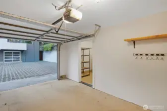 Another angle of the garage and storage, showing just how much space you have to stay organized.