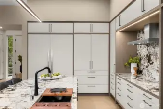 JennAir 60" Built-In Refrigerator w/ High Impact Black Interior & Bold Lighting.