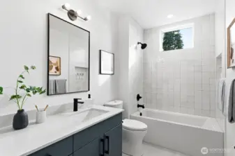 Full shared bathroom upstairs.