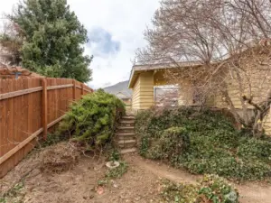 Spacious fully fenced backyard with irrigation and room to garden.