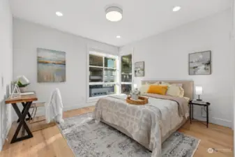 One of the upper level bedrooms- ensuite with it's own 3/4 bath.