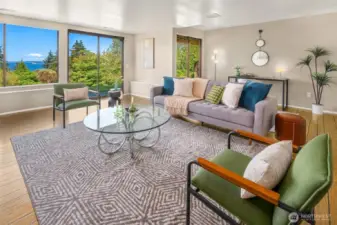 Just out the sliding glass door is another outdoor dining area.