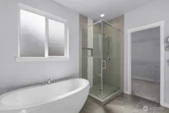 Modern tile surround shower.
