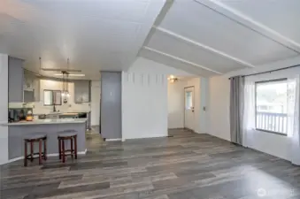 The open layout is perfect for gatherings or simply relaxing at home.