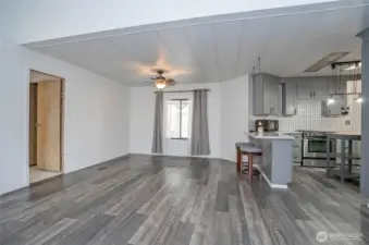 Spacious living area offering a seamless flow into the dining and kitchen.