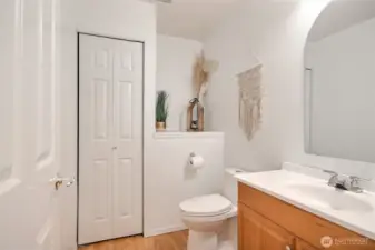 The powder room just off the garage