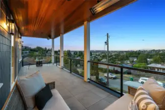 Front deck off living room. A nice spot to take in the Views. Equipped with two heaters to keep you cozy during the colder days.