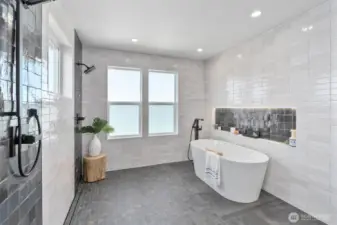 Primary Bath. Heated floors throughout.