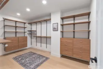 Very large primary walk in Closet, designed to be very customizable to Buyer preferences.