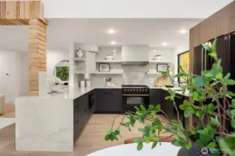 Gorgeous kitchen with waterfall Quartz countertop