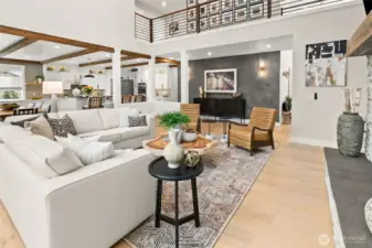 A grand second floor catwalk overlooks the space.