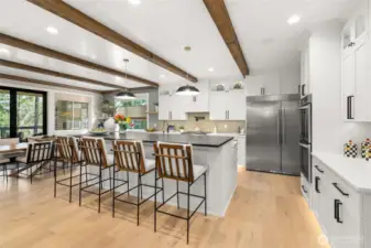 Three ovens and column refrigerator/freezer makes entertaining a breeze.