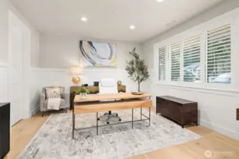 The bright office space just off the entry.