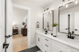 The Jack and Jill bathroom serves the third and fourth bedrooms.