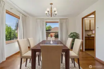 Virtually staged dining room.