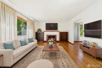 virtually staged pic showing how you might arrange this room.