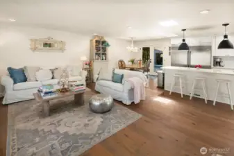 living room w/view of kitchen & dining room