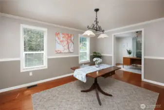 Main floor dining room and office.