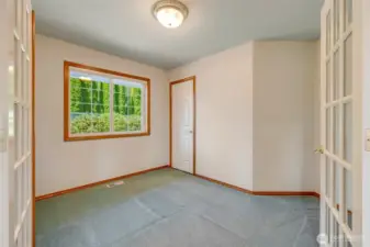 Home Office with Storage and French Door Access