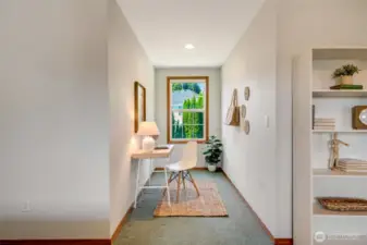 Dormer window nook offers extra charm and natural light. Located in upstairs bedroom