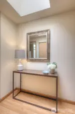 Welcoming entrance with the first of four skylight