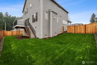 Large, usable yard space-fully landscaped and fenced.