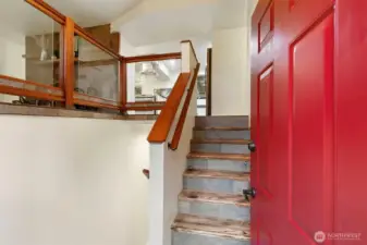 Custom made stair treads and trim work.