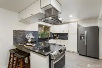 Kitchen with bar for seating