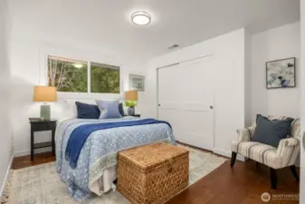 One of 4 bedrooms on the 2nd floor. Hardwood floors throughout.