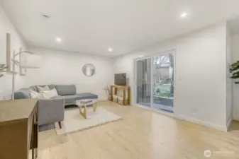 Living room from the entry looking at the patio
