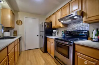 Another kitchen view showing all the cabinet space