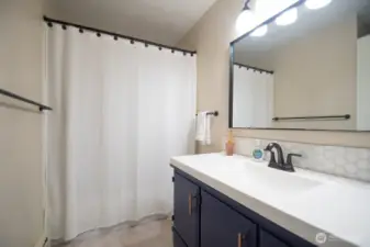 Hall bath with updated fixtures