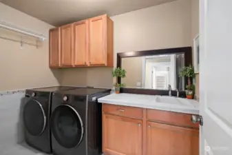 Updated Laundry room with utility Sink and plenty of storage!