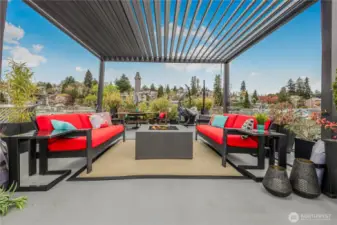 There is a full lower maintenance privacy garden including gorgeous olive trees.